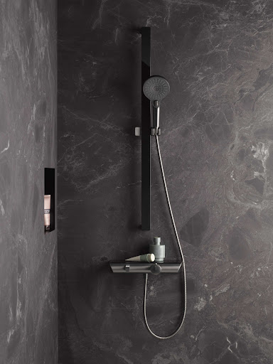 
                                                            
                                                                AquaXPro Duschsystem in Gunmetal und schwarzen Elementen gebürstet als Unterputzvariante von HSK Duschkabinenbau
                                                            